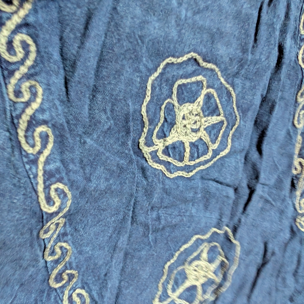 Blue Bohemian Maxi Skirt with Embroidered Trim - Picture 3 of 6